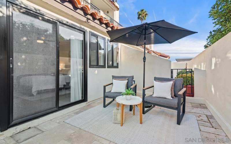 Private patio off living room and Primary Bedroom