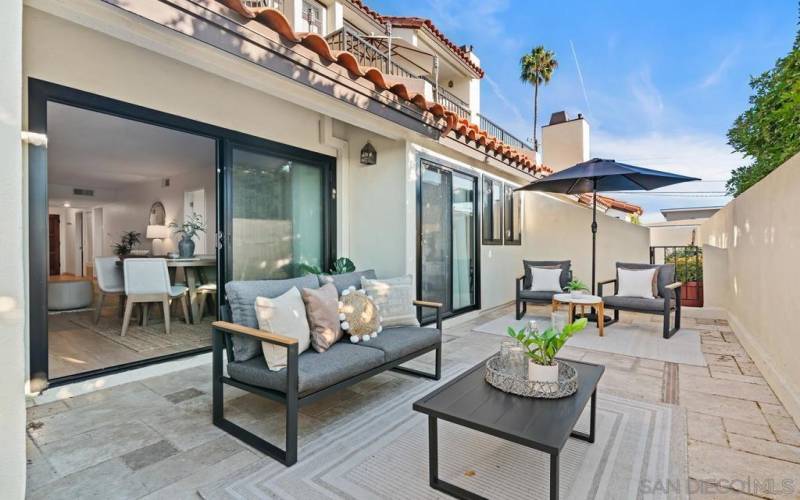 Private patio off living room and Primary Bedroom