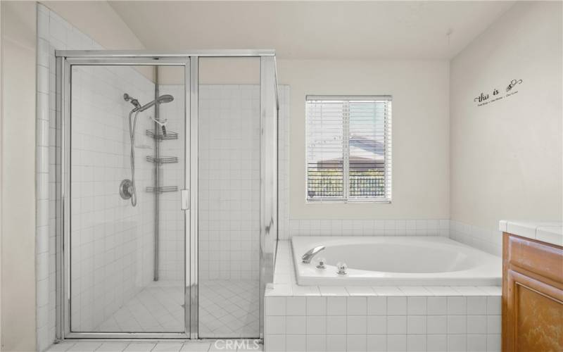 Large primary bath with separate shower and tub