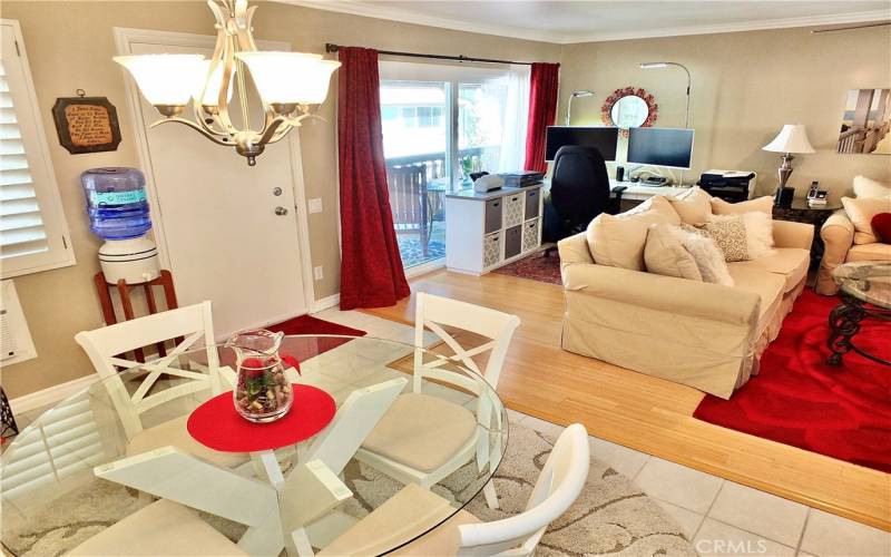 Dining Room toward Living Area and Balcony