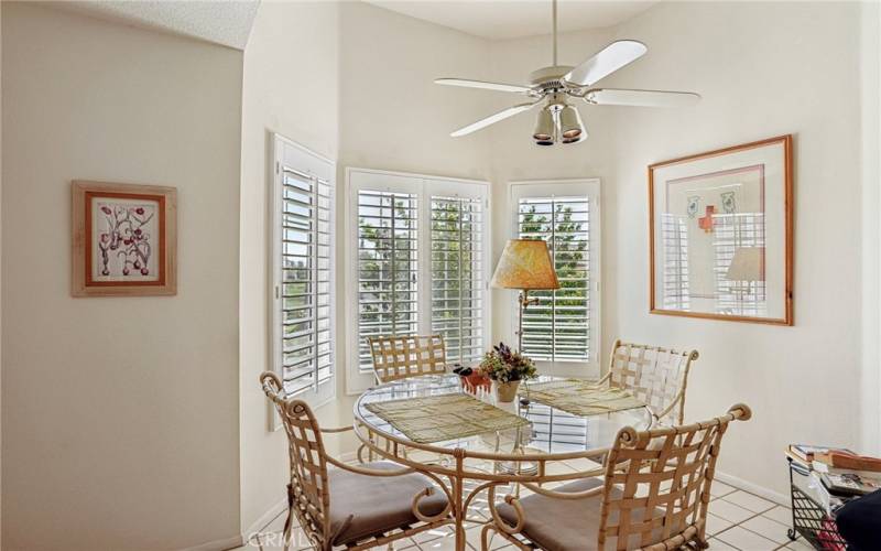 There is a lovely breakfast nook off the kitchen that's perfect for having coffee and looking at the mountains.