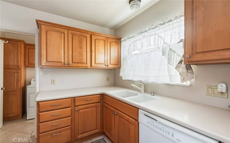 Kitchen with door separating laundry room