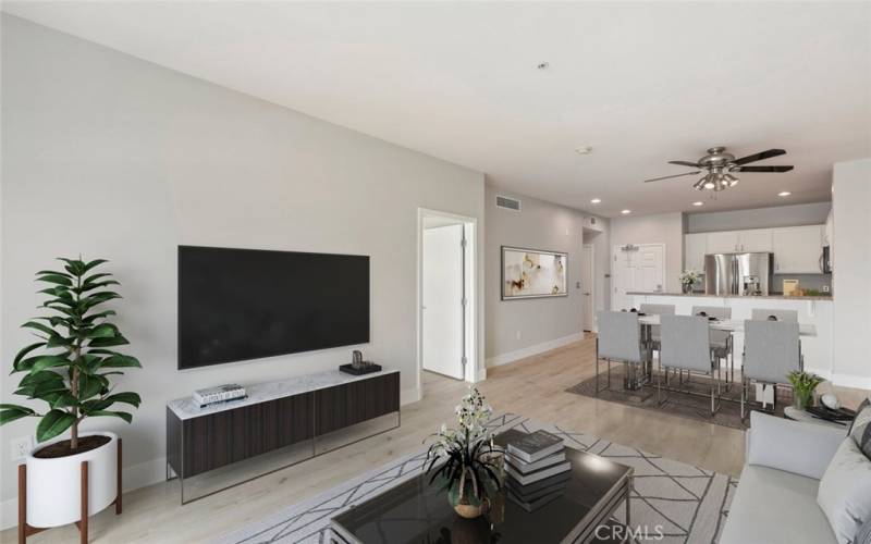 Family and dining room (virtual staging)