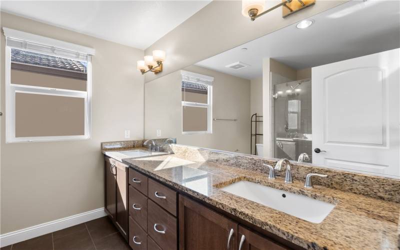 Primary Suite with Dual sinks on Granite with plenty of storage