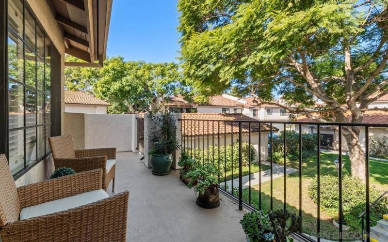 The large private balcony off your living area offers tranquil, tree-lined views.