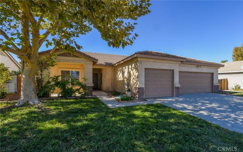 Large 3 car garage and a cute front porch