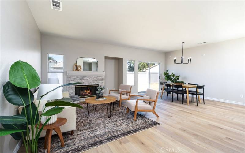 Open concept family room and dining room