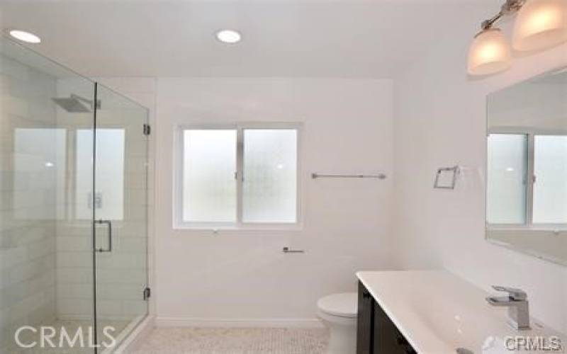 Remodeled spacious bathroom w/ canyon view window