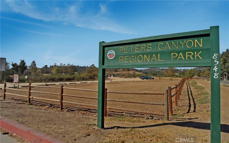 Close to Peters Canyon for hiking, biking, or riding your horse.