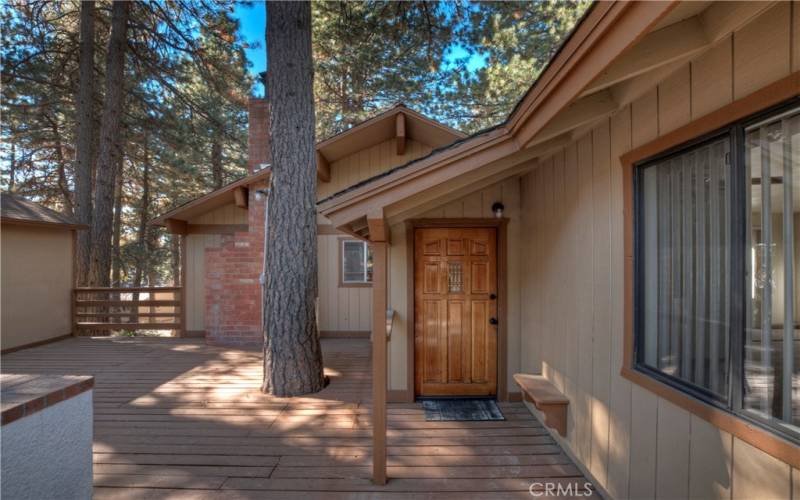 Front Entry With Entertaining Patio And Storage Shed/Workshop