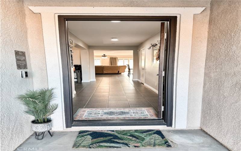 Exterior to interior hallway view