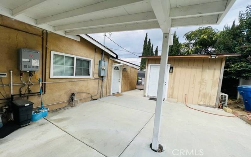 laundry area on the side