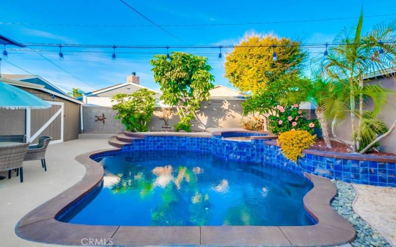 Black bottom pool with spa