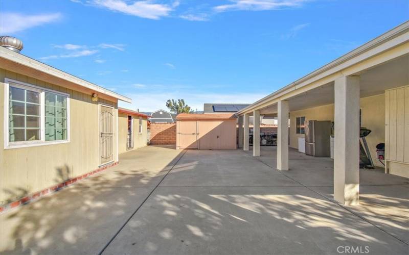 Covered patio and exterior buildings