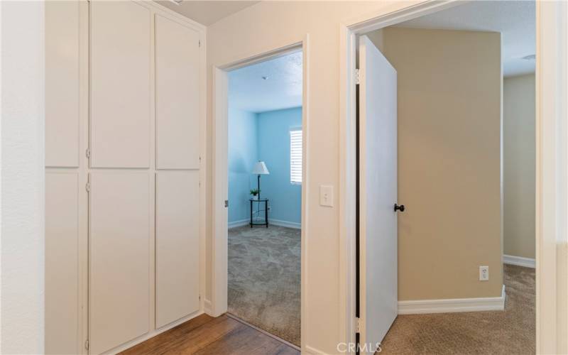 Upstairs storage cabinets