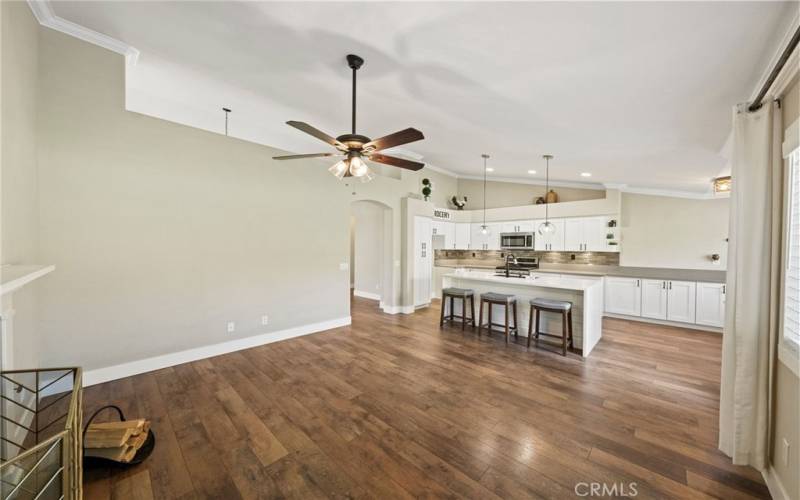 Family room open to the kitchen