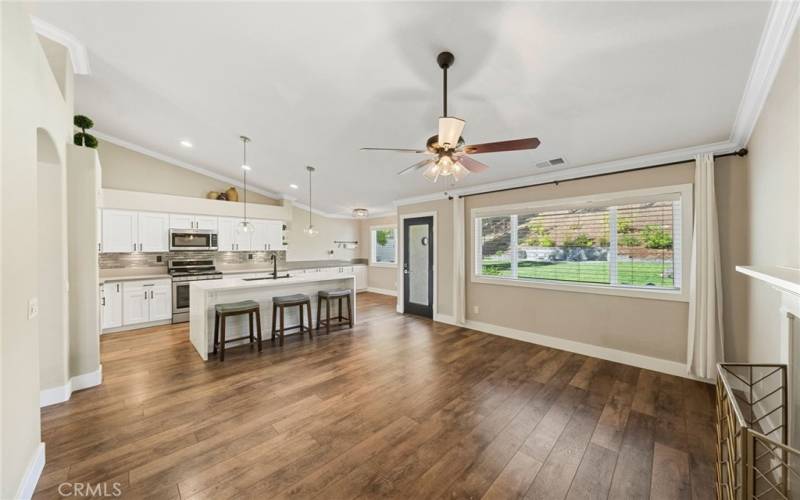 Family room open to kitchen