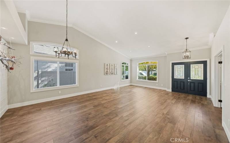 Living room and dining room area