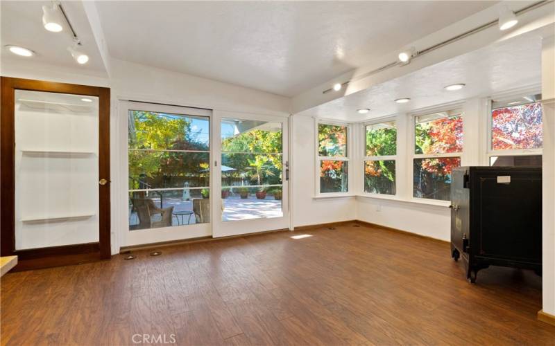 Guest bedroom with view of the backyard