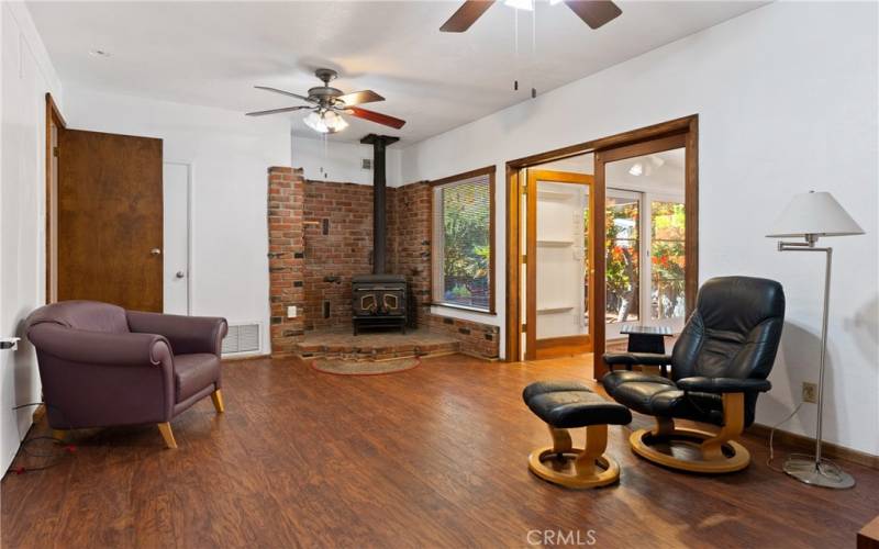 Family room with wood burning stove