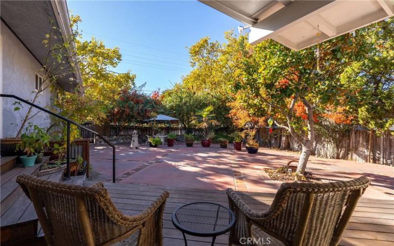 View of backyard from deck off guest bedroom