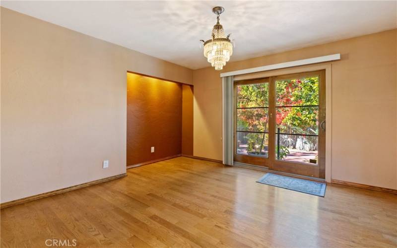 Formal dining room  with access to the backyard