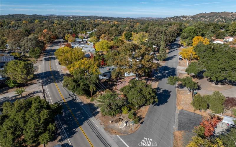 Aerial view from the intersection of Marchant and Atascadero Ave