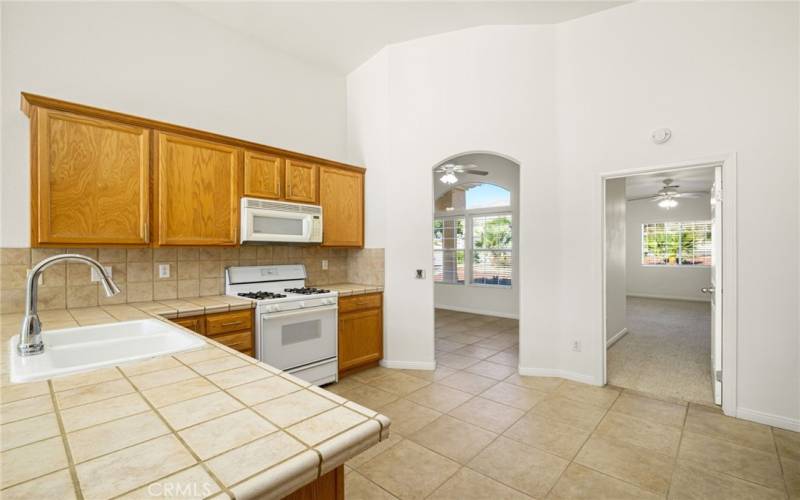 Dual Sinks, Microwave, Gas stove, plenty of counters to inspire the chef in you