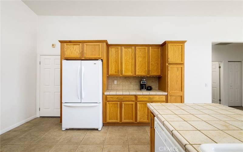 Ample cabinets and counter space