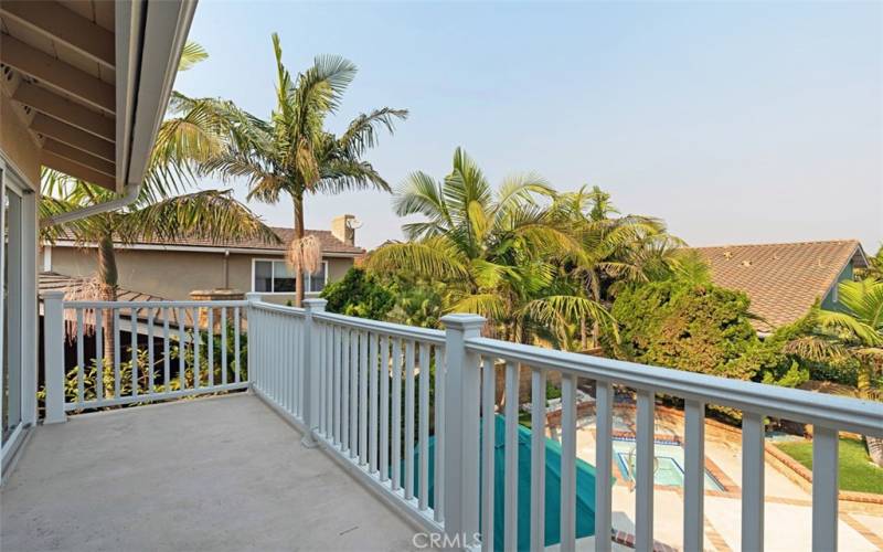 Balcony off master overlooks the spa