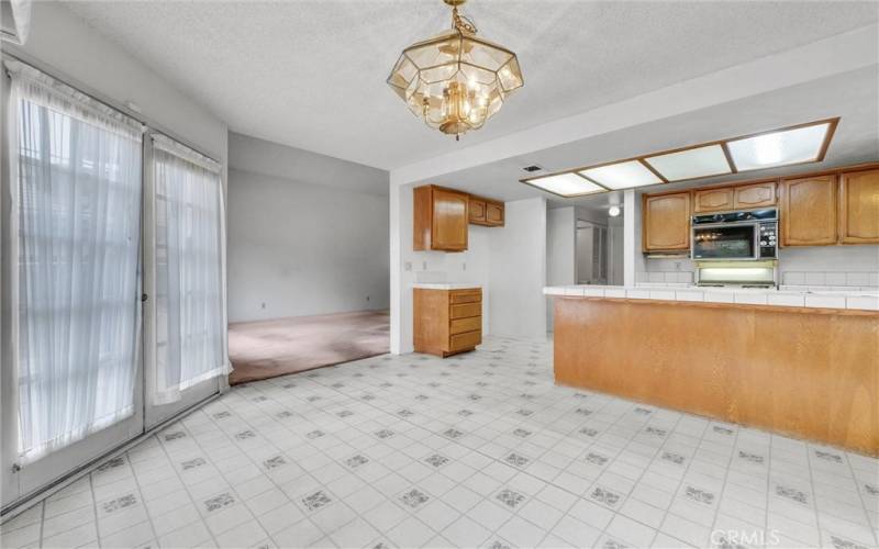 View of kitchen from dining room