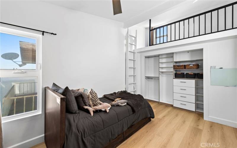 Alternate view of third bedroom closet and loft area