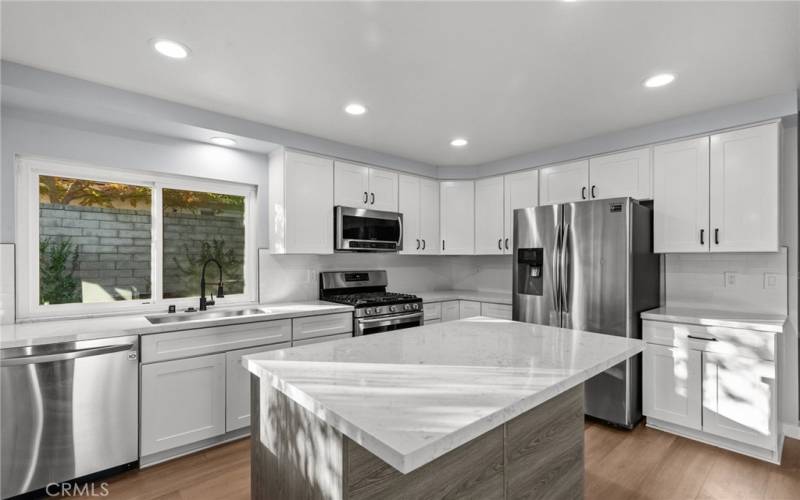 Kitchen - freshly painted cabinets