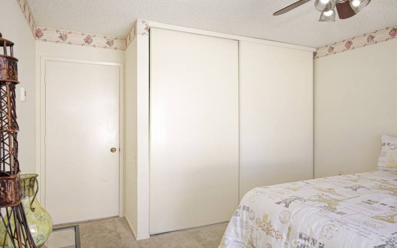 The guest bedroom has a large closet.