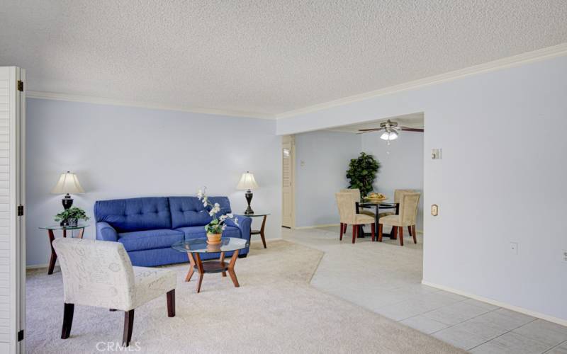 Looking from the living room toward the dining room.