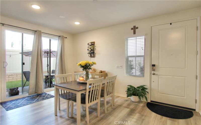 Front door and dining area.