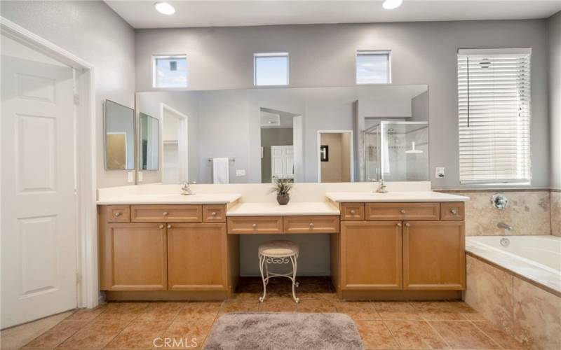 Primary bathroom double sink vanity