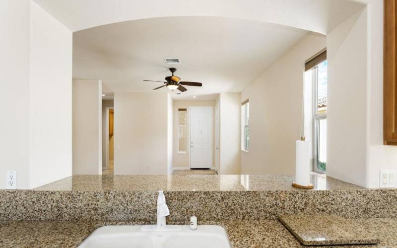 Kitchen overlooking  Living Room