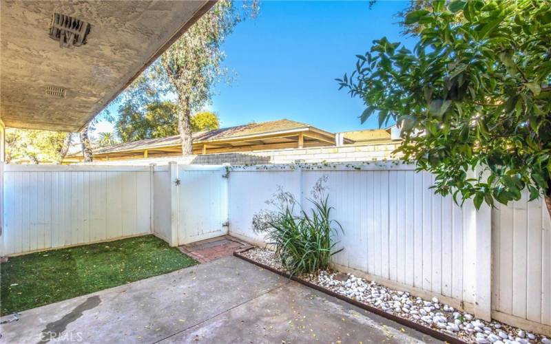 Fenced, gated patio