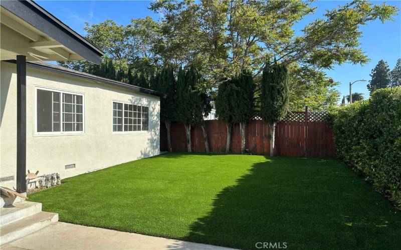 Newly landscaped and laid artificial grass