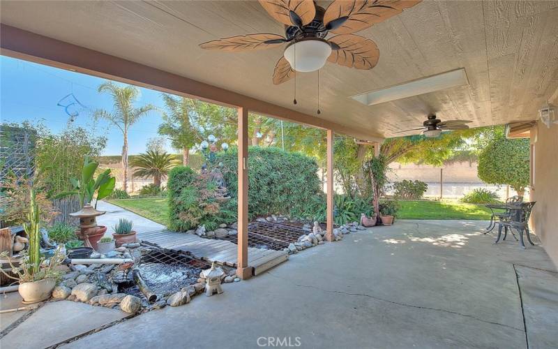 Covered patio and Koi pond