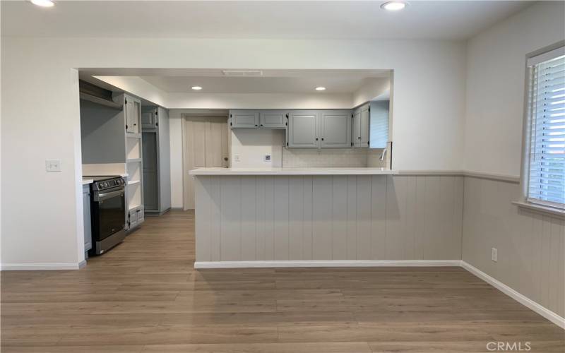 Kitchen and den view