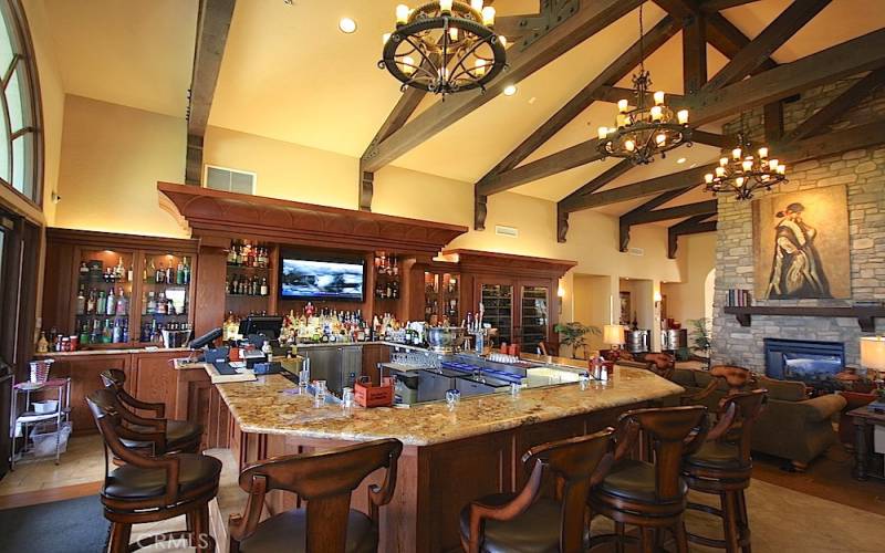 This is the bar area in the Clubhouse 19 at the main golf course, a great spot to dine or just meet for a happy hour!