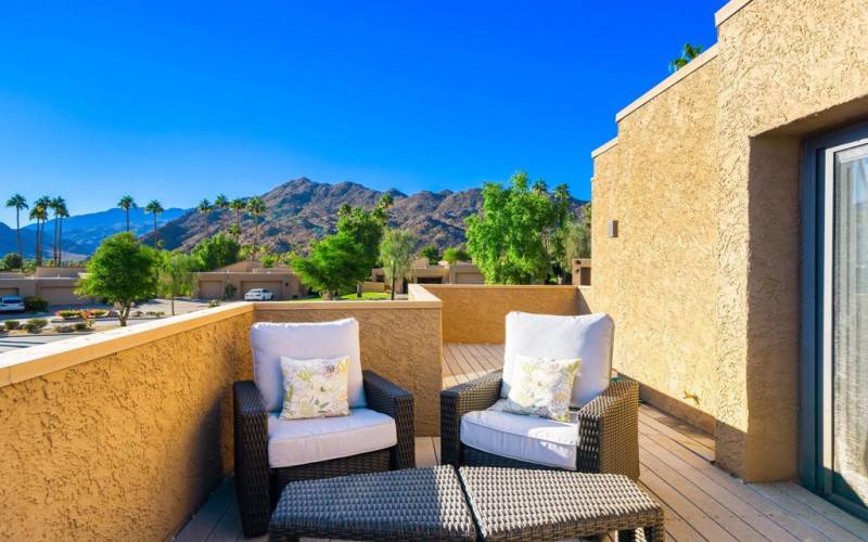 upstairs deck with mountain views