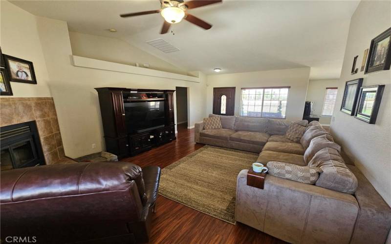 Living Room looking towards the front door and family room