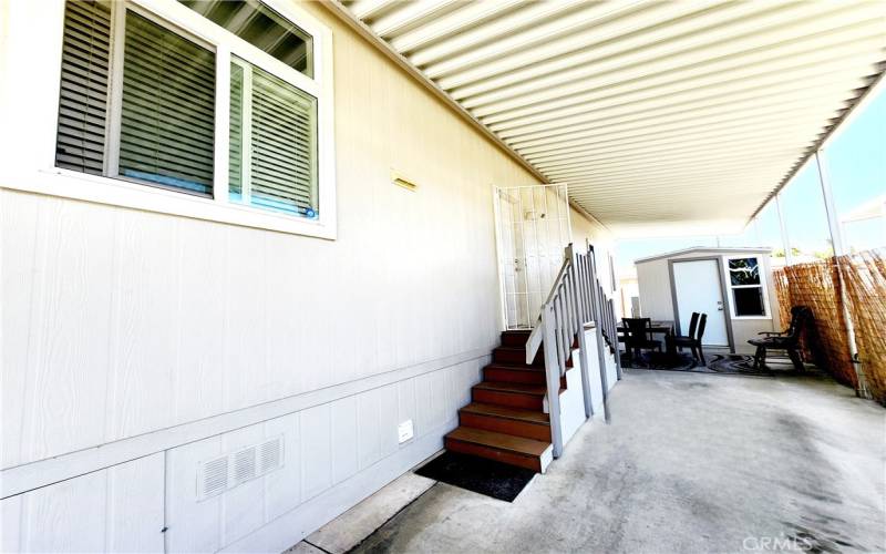 Cover carport for 2 cars to park.