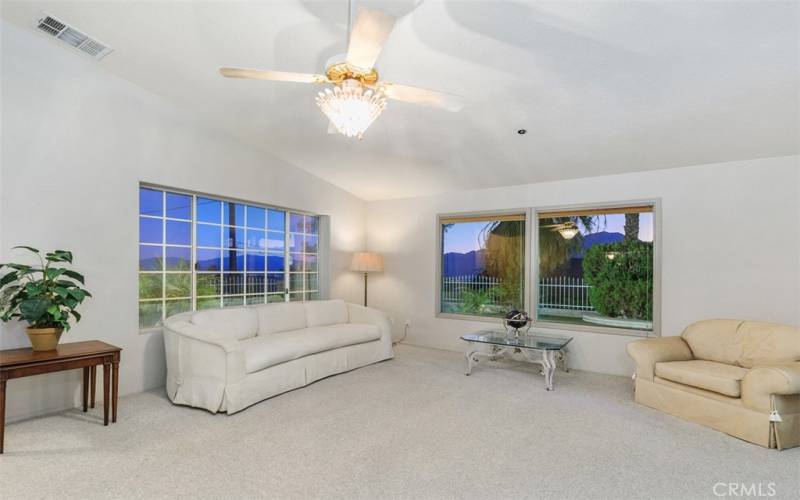 Living room with mountain views