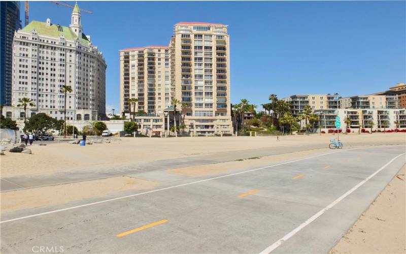 Exercise on the sand at on the 3 mile bike and pedestrian path to Belmont Shore.