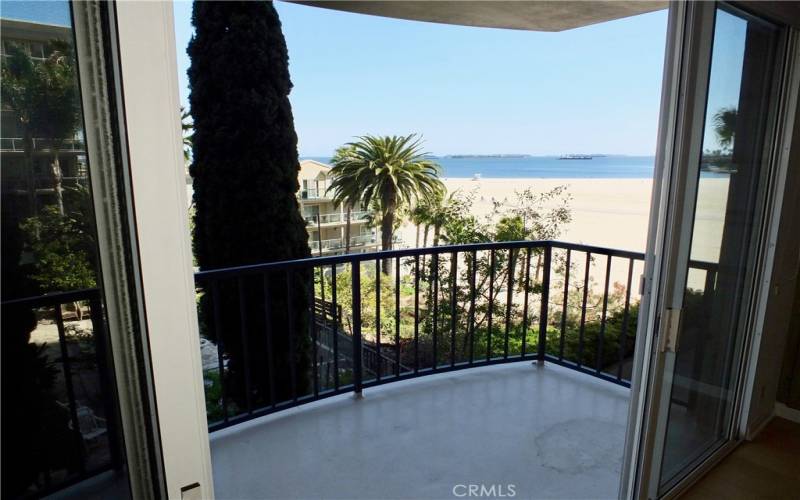 Balcony with Ocean, coastline and island view.