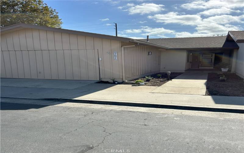 North facing door and garage